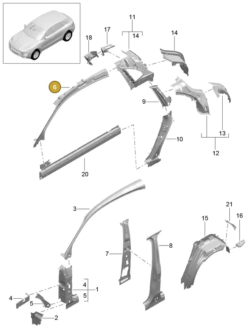 95B809242YGRV — Porsche Macan (2013-2018) diagram p44801050, position 6