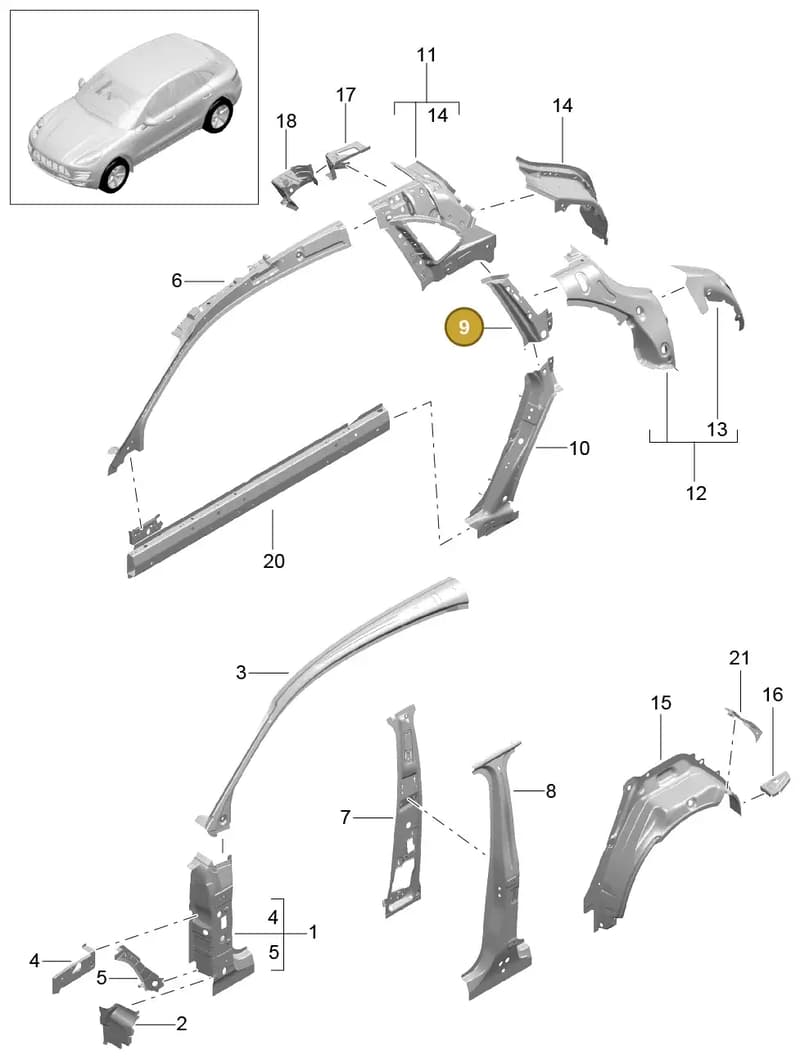 95B809394YGRV — Porsche Macan (2013-2018) diagram p44801050, position 9