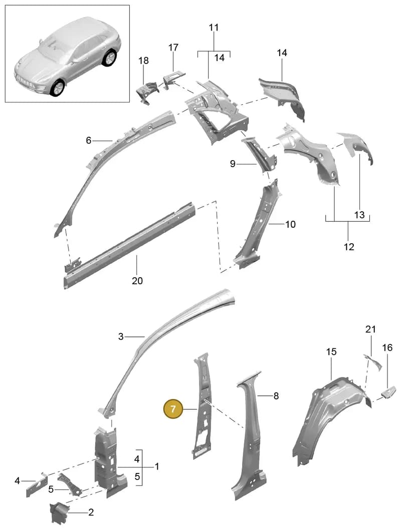 95B809444YGRV — Porsche Macan (2013-2018) diagram p44801050, position 7