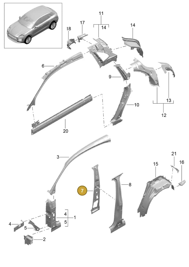 95B809444YGRV — Porsche Macan R4 TFSI (2018-) diagram p52801500, position 7