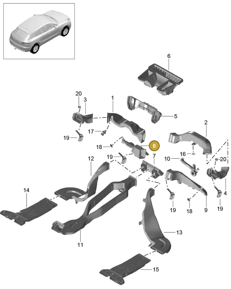 95B819152A — Porsche Macan (2013-2018) diagram p44813040, position 8