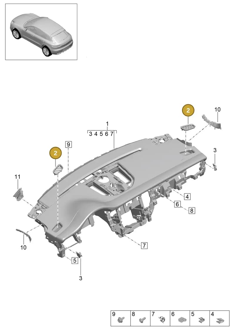 95B819702JG0B — Porsche Macan (2018-2022) diagram p52809000, position 2
