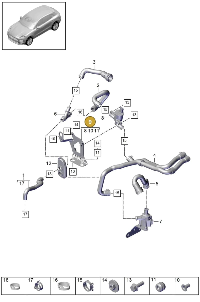 95B819735A — Porsche Macan (2018-2022) diagram p52813300, position 9