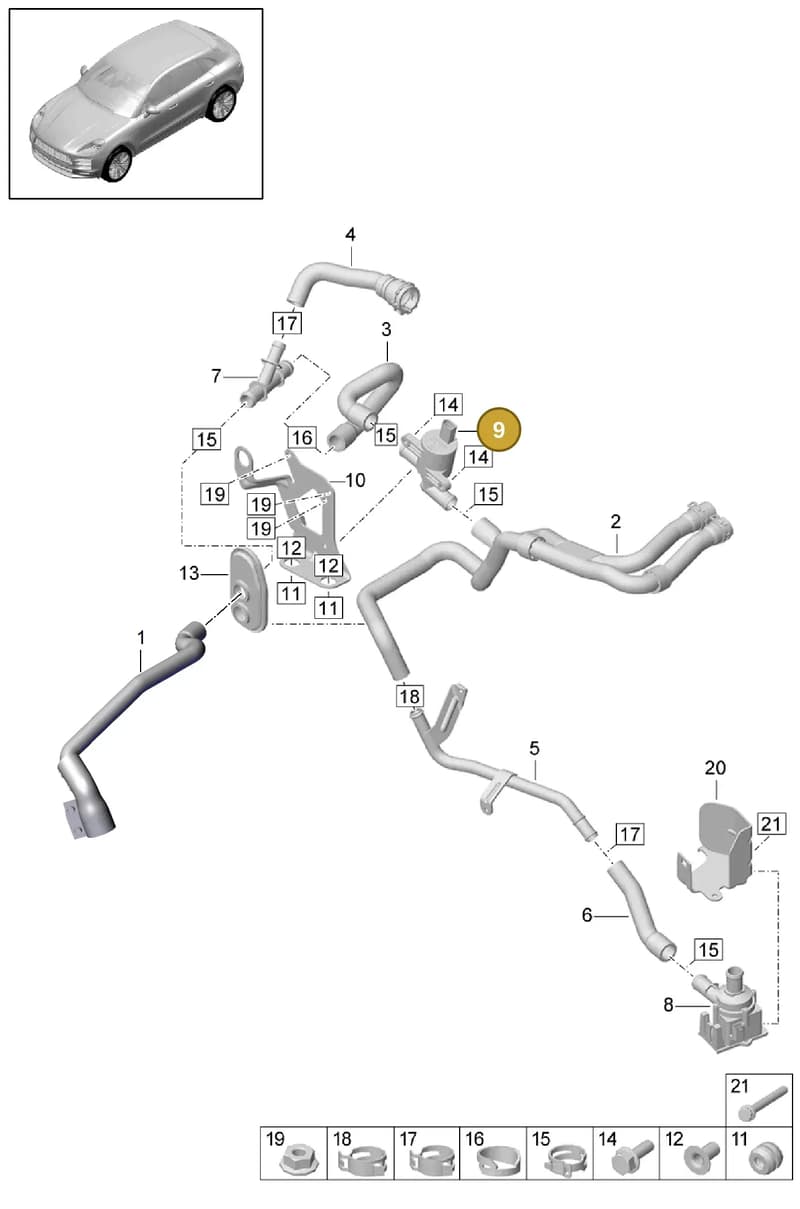 95B819735B — Porsche Macan (2018-2022) diagram p52813100, position 9