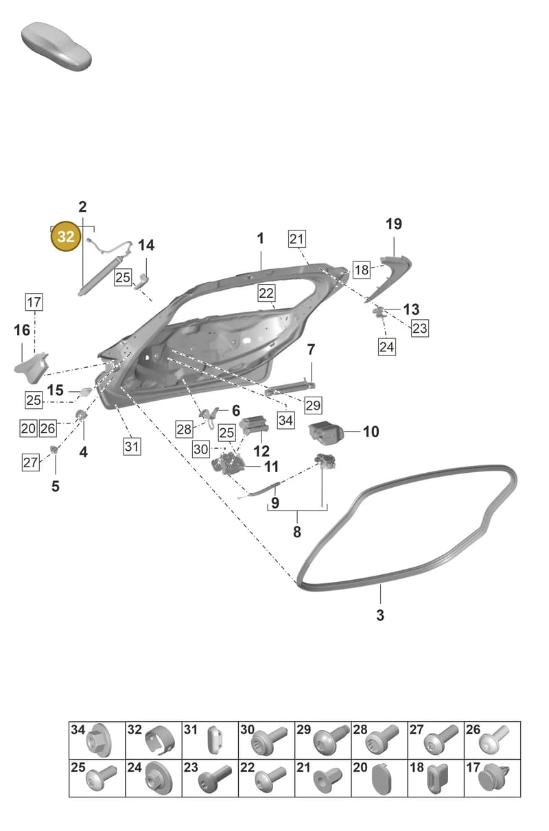 95B827905 — Porsche Taycan Sport Turismo (2019-2024) diagram p56803050, position 32