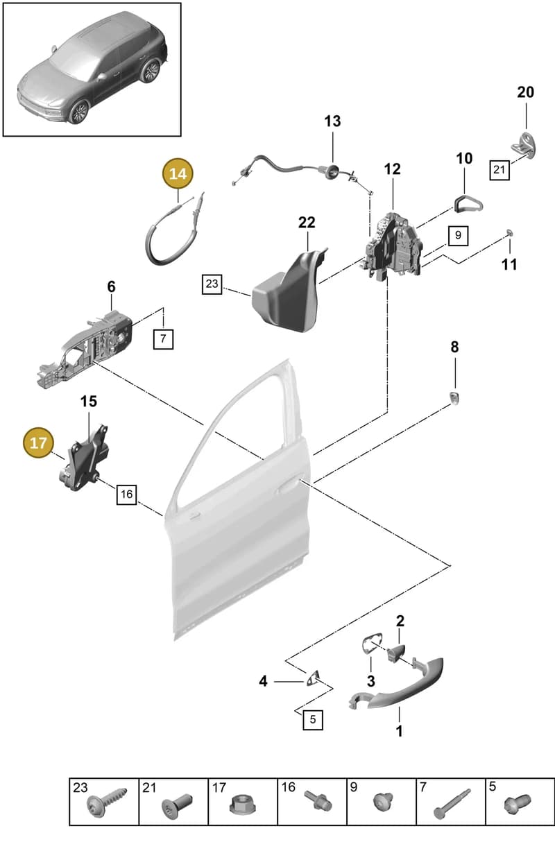 95B837017 — Porsche Cayenne (2017-2023) diagram p51804030, position 14+17