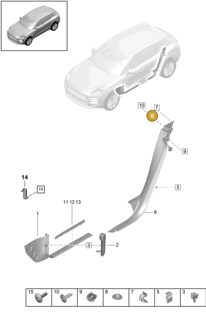 95B853542B — Porsche Macan (2018-2022) diagram p52000191, position 8