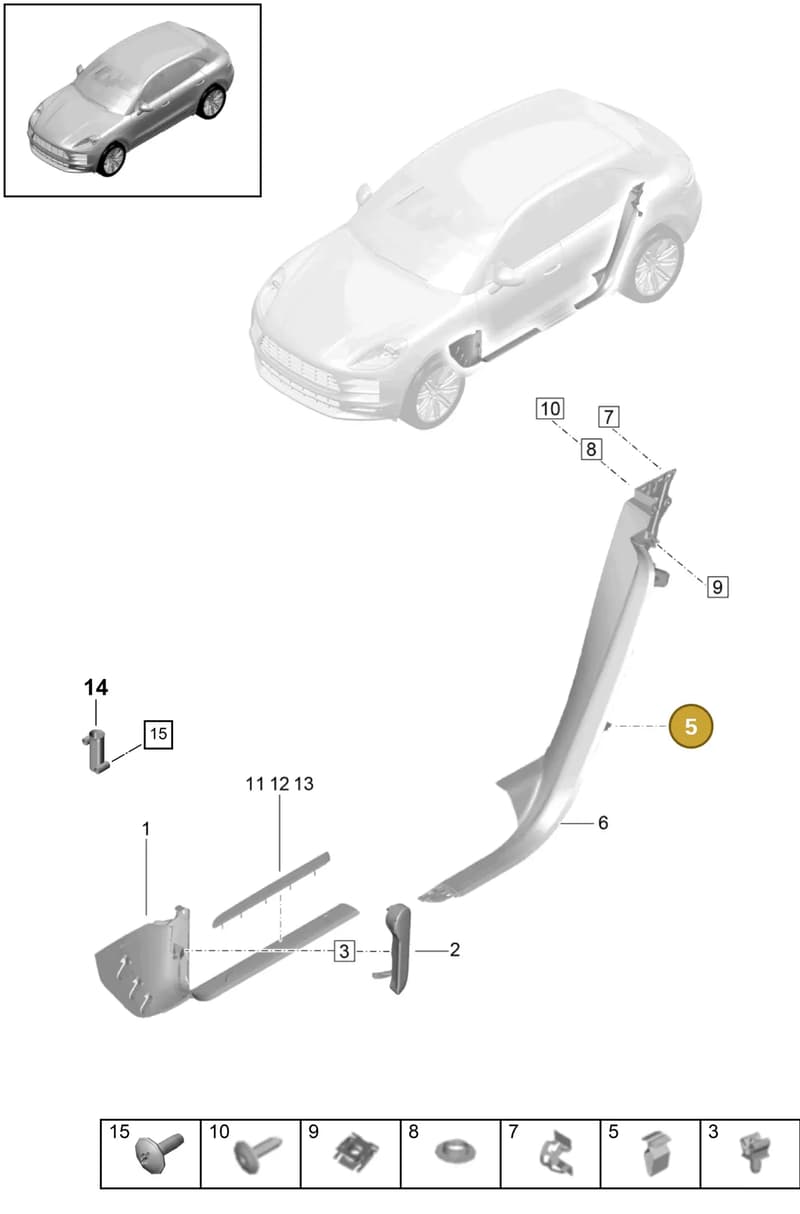 95B854886A1E0 — Porsche Macan R4 TFSI (2018-) diagram p52000191, position 5