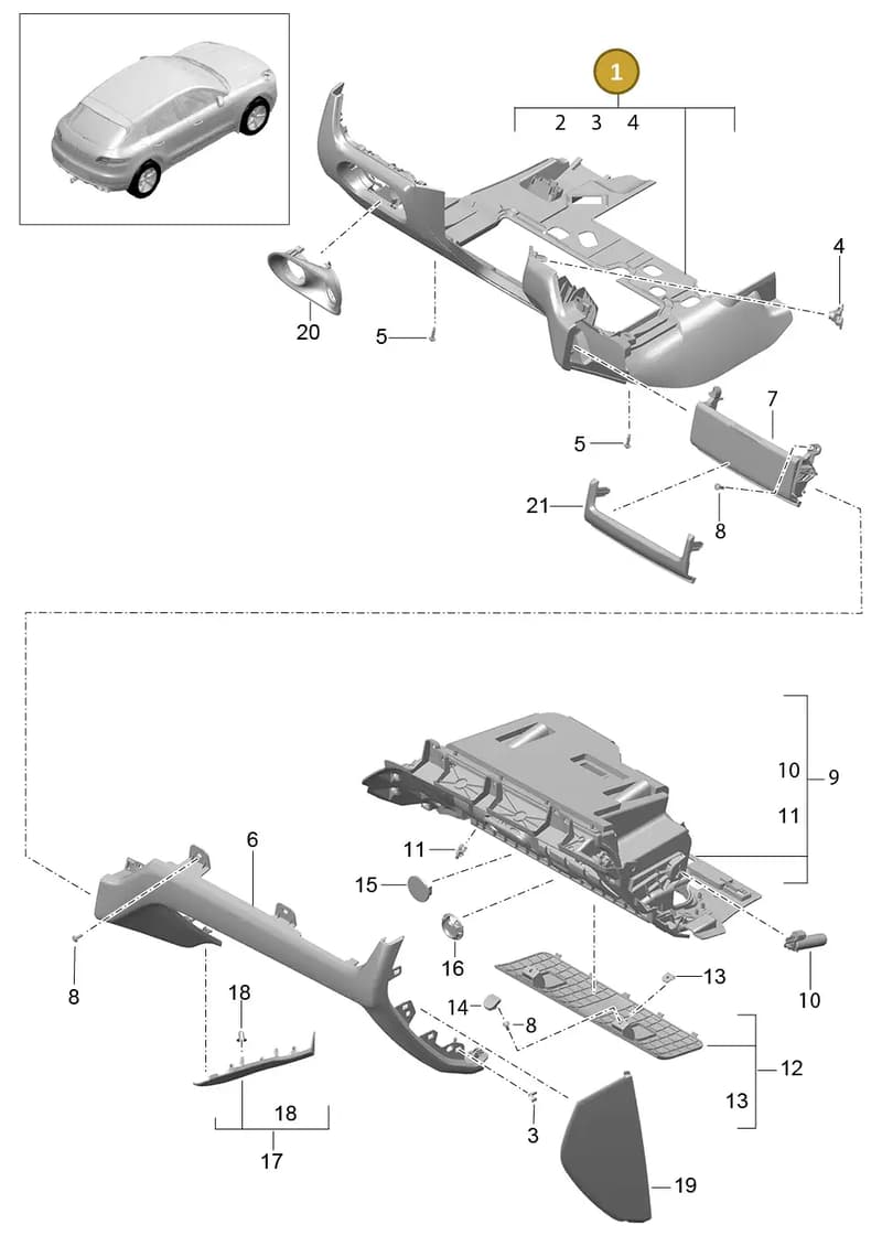 95B857011A — Porsche Macan (2013-2018) diagram p44809010, position 1