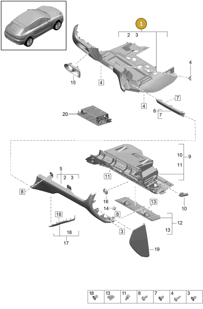95B857011 — Porsche Macan (2018-2022) diagram p52809010, position 1