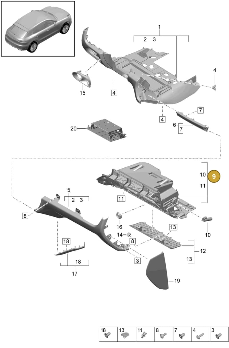 95B857095AFOG3 — Porsche Macan (2018-2022) diagram p52809010, position 9