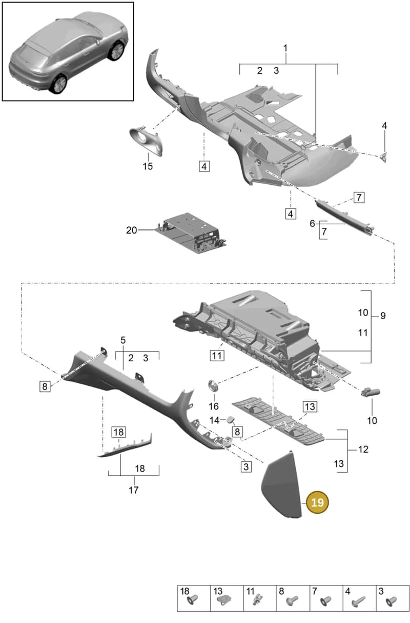 95B857176B3T0 — Porsche Macan (2018-2022) diagram p52809010, position 19