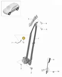 95B857753YLZ Porsche Belt Latch (Satin Black YLZ)