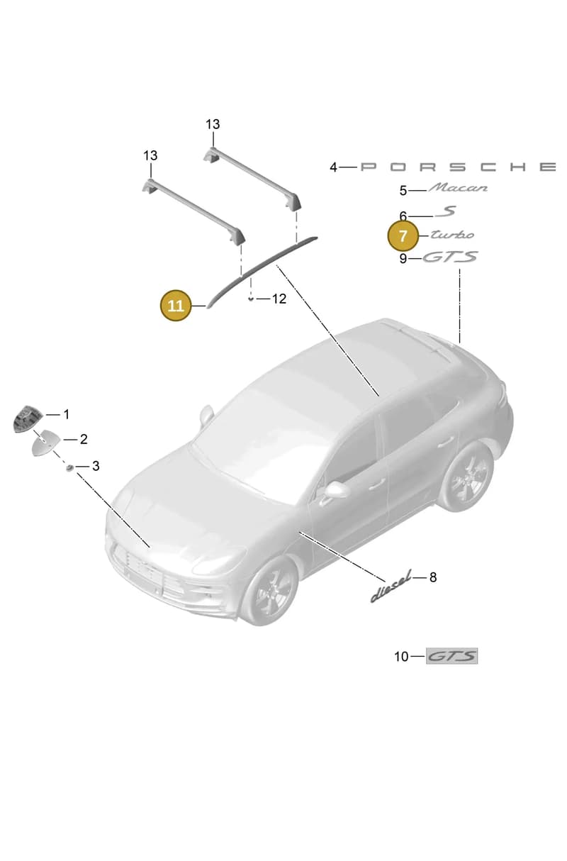 95B860025A — Porsche Macan (2013-2018) diagram p44810000, position 7+11