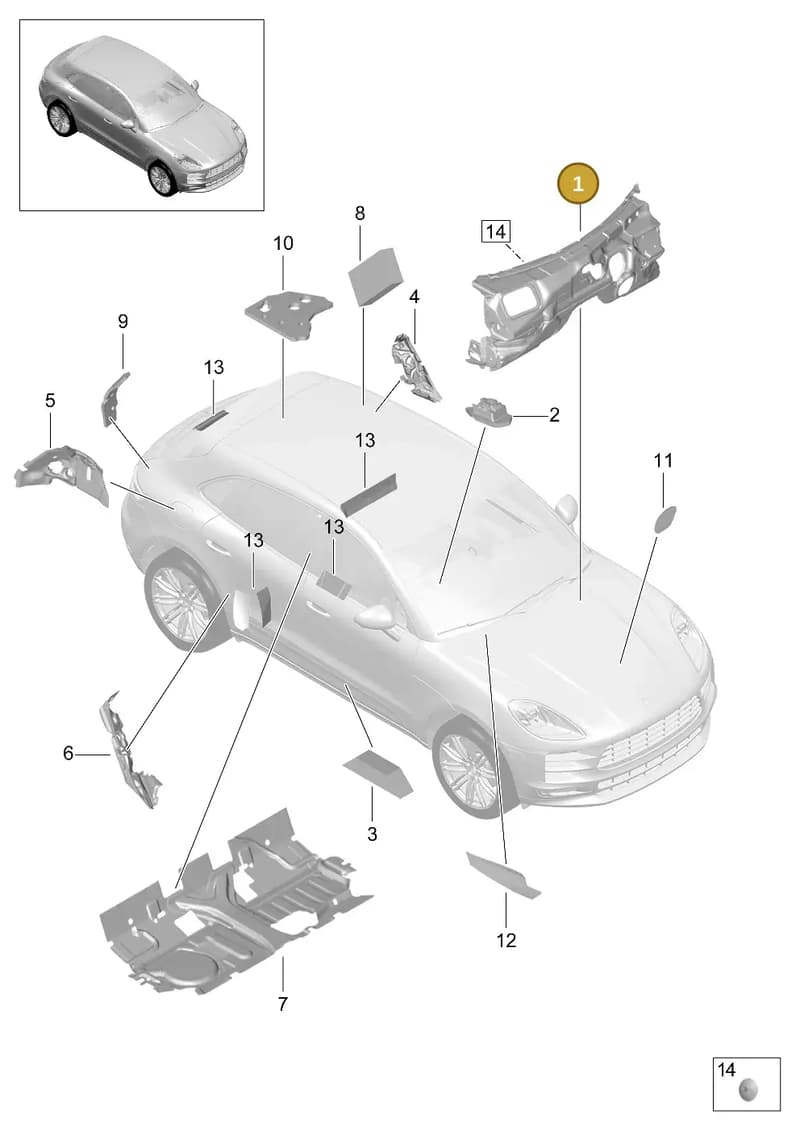 95B863947A — Porsche Macan (2018-2022) diagram p52807820, position 1