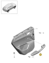 95B867374CHNO Porsche Armrest, Alcantara (Black/Rhodium Silver HNO)