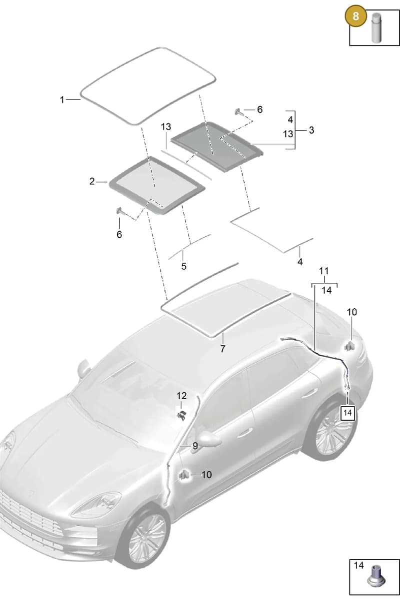 95B877307A0A3 — Porsche Macan R4 TFSI (2018-) diagram p52811000, position 8