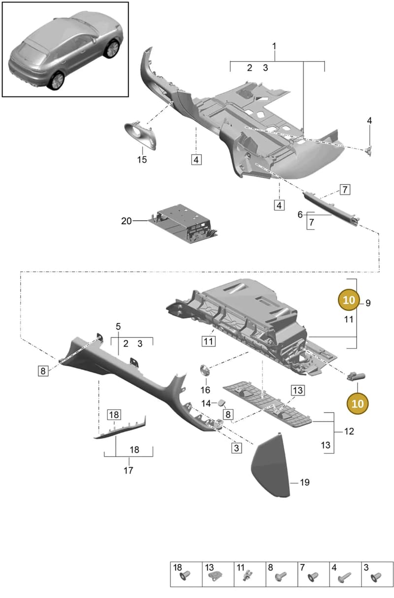 95B880324 — Porsche Macan (2018-2022) diagram p52809010, position 10