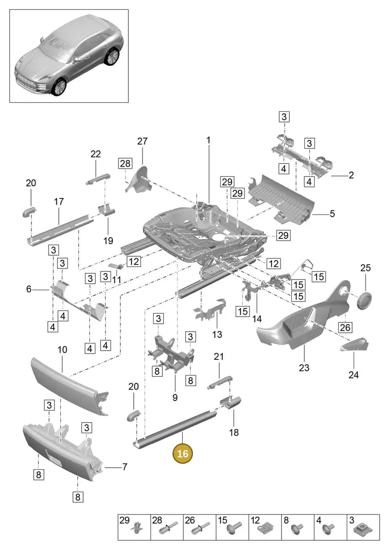 95B881477OP1 — Porsche Macan R4 TFSI (2018-) diagram p52817100, position 16