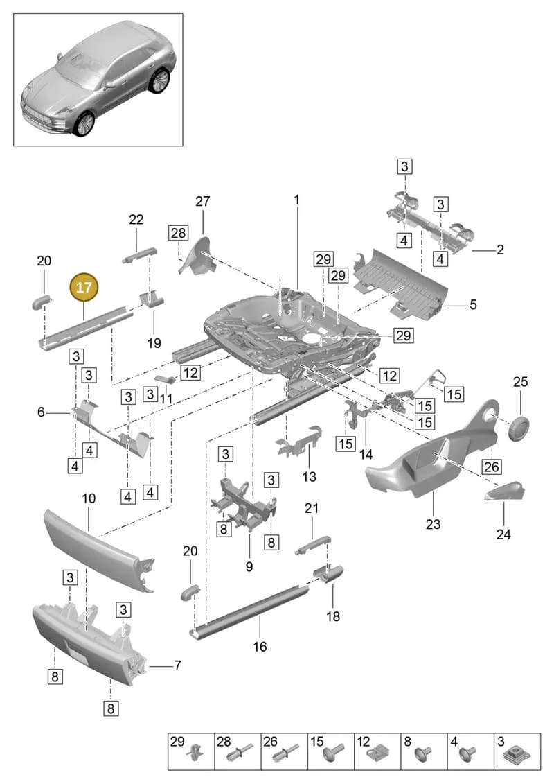 95B8814787N0 — Porsche Macan R4 TFSI (2018-) diagram p52817100, position 17