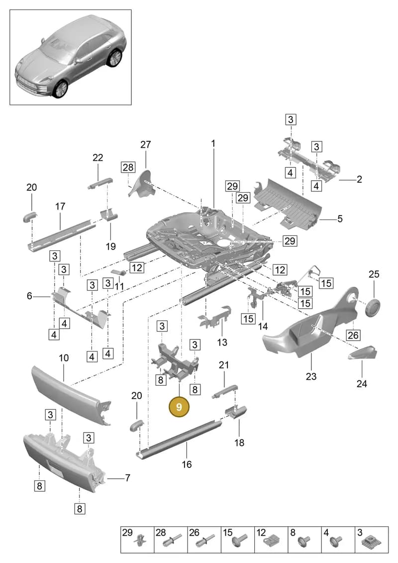 95B881507 — Porsche Macan (2018-2022) diagram p52817100, position 9
