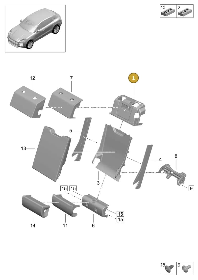 95B886165A — Porsche Macan (2018-2022) diagram p52818500, position 1