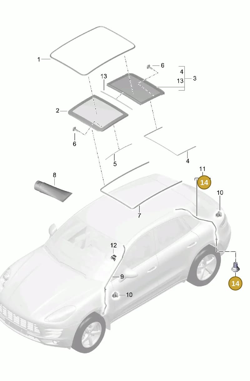 95B898012 — Porsche Macan (2013-2018) diagram p44811000, position 14