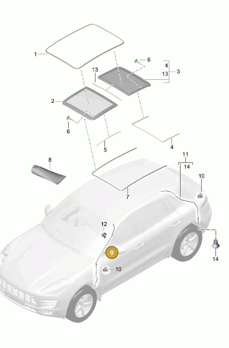 95B898014 — Porsche Macan (2013-2018) diagram p44811000, position 9