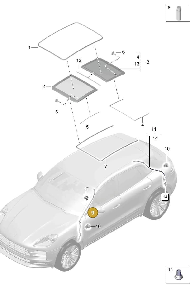 95B898014 — Porsche Macan (2018-2022) diagram p52811000, position 9