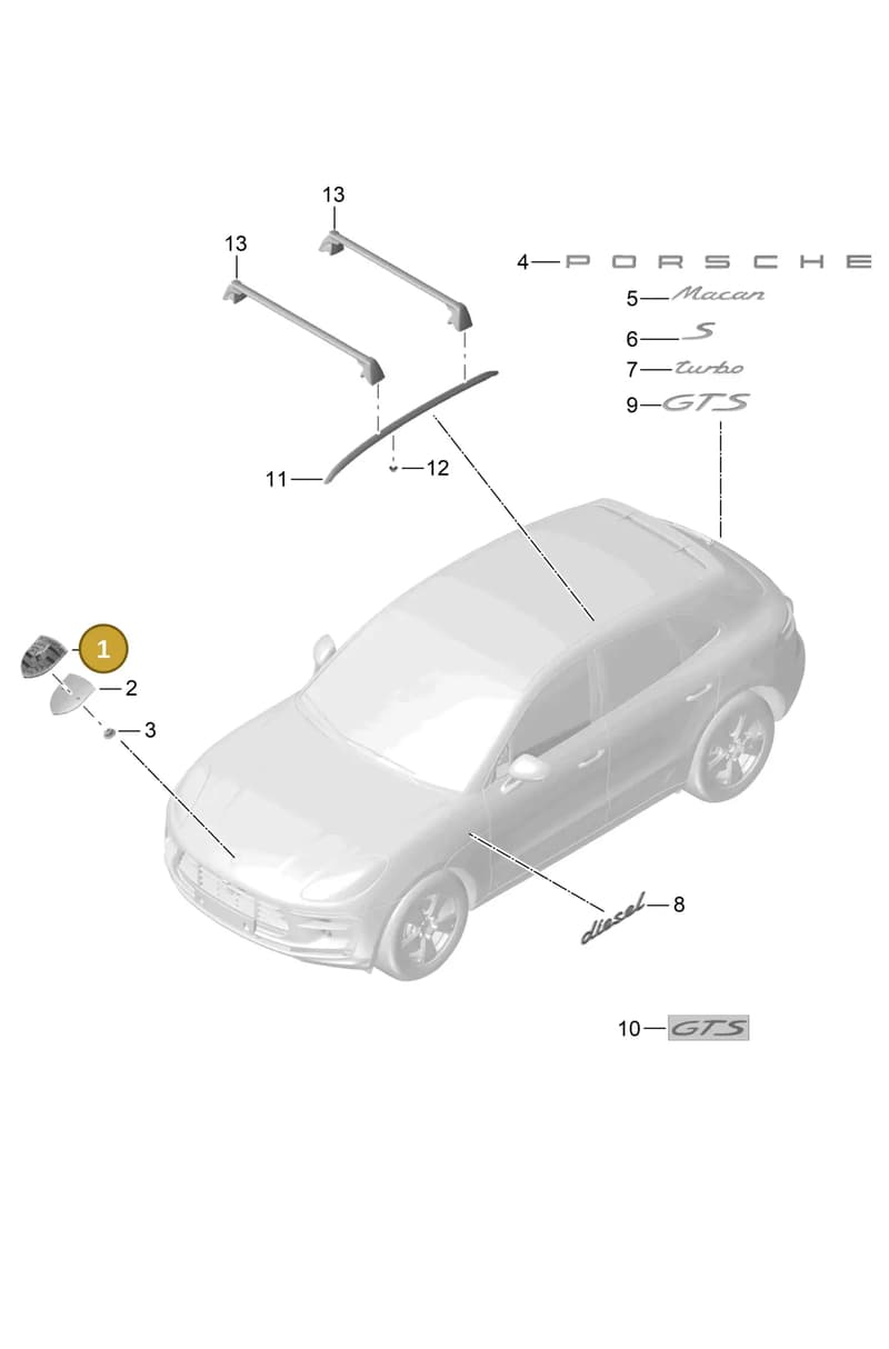 95B898564 — Porsche Macan (2013-2018) diagram p44810000, position 1