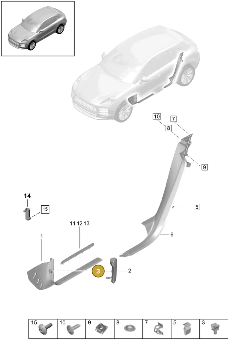 95B907041BKDML — Porsche Macan (2018-2022) diagram p52000191, position 3