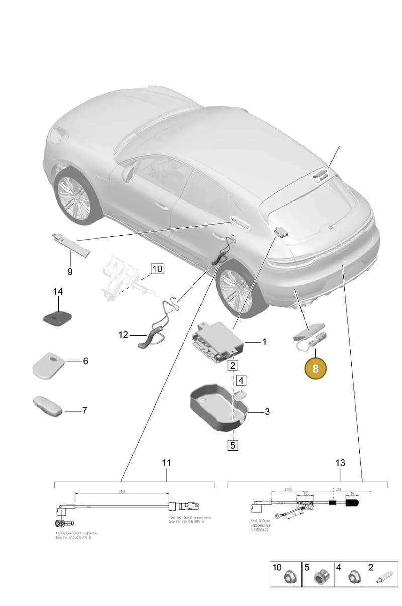 95B907245A — Porsche Macan (2018-2022) diagram p52901070, position 8