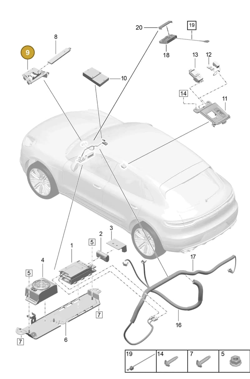 95B907515 — Porsche Macan (2018-2022) diagram p52911040, position 9