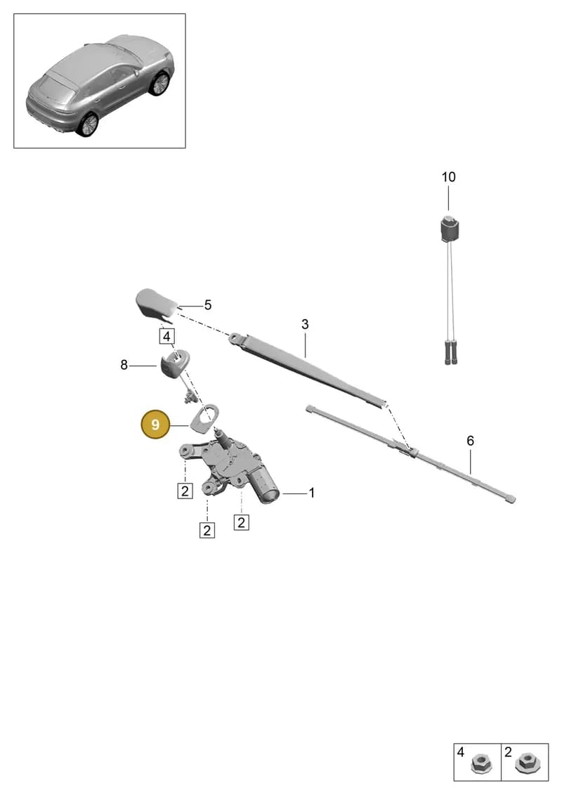 95B927347B — Porsche Macan (2018-2022) diagram p52904050, position 9