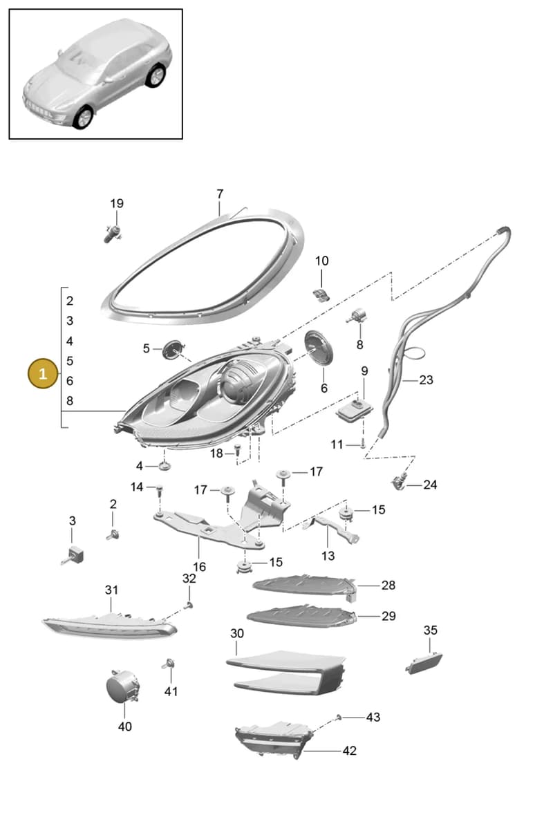 95B941039K — Porsche Macan (2013-2018) diagram p44905000, position 1