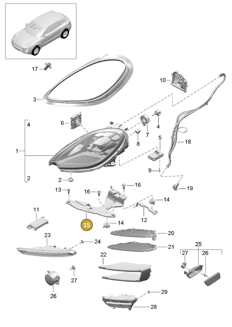 95B941121B — Porsche Macan (2013-2018) diagram p44905000, position 15