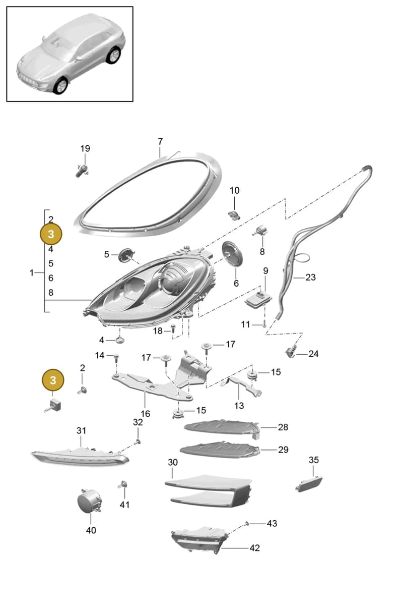 95B941323D — Porsche Macan (2013-2018) diagram p44905000, position 3