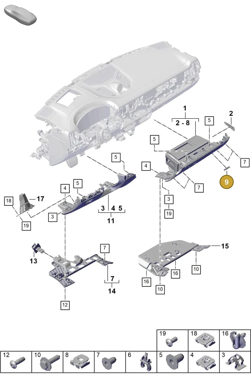 95C858180BLK — Porsche Cayenne Coupe (2023-2023) diagram p60809100, position 9