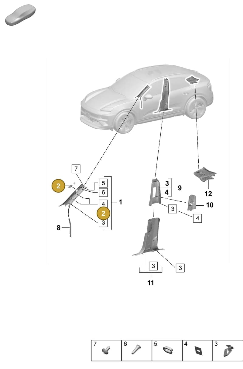 95C868172BLK — Porsche Macan (2024-2024) diagram p61807200, position 2