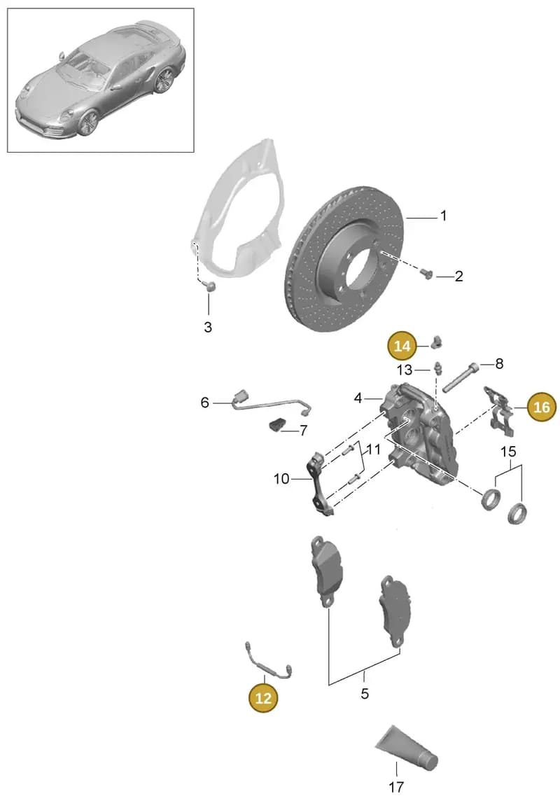 97035195901 — Porsche GT2 RS Clubsport (2013-2020) diagram p42602000, position 12+14+16