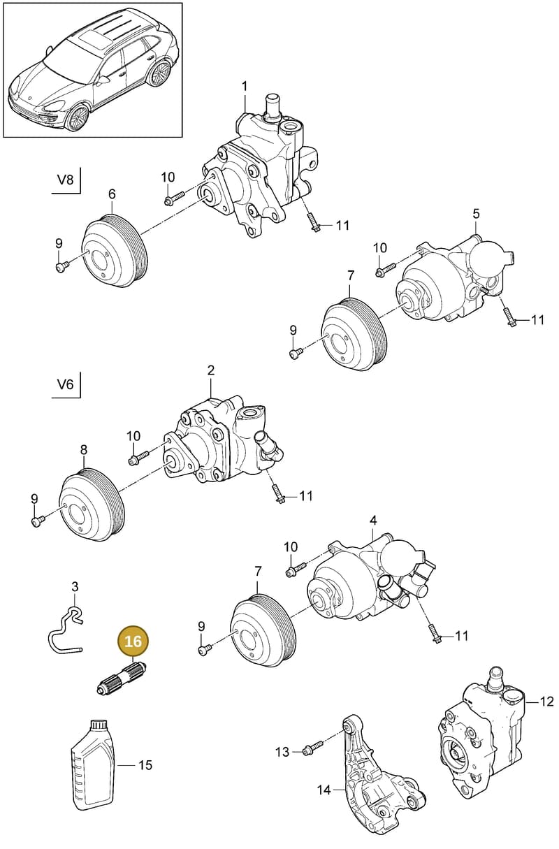 970411607 — Porsche Cayenne (2010-2018) diagram p37403020, position 16+17