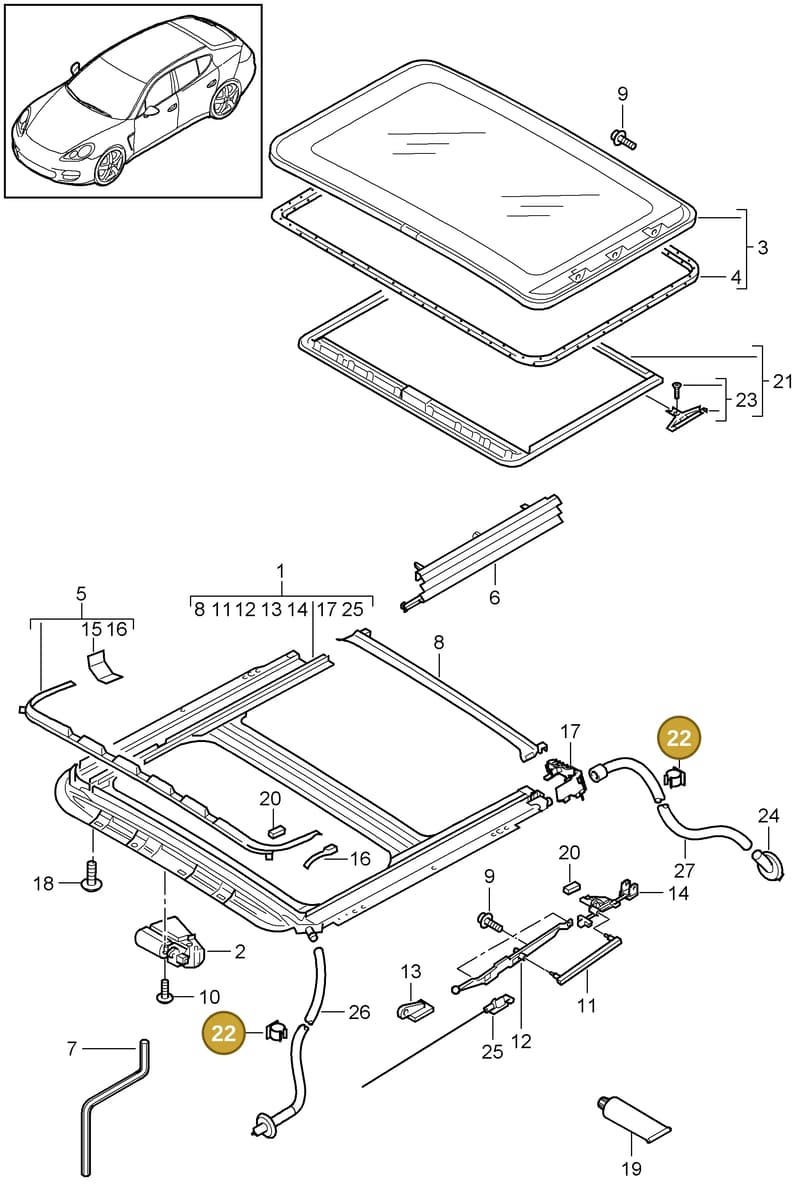 97056470100 — Porsche Panamera (2009-2016) diagram p35811000, position 22