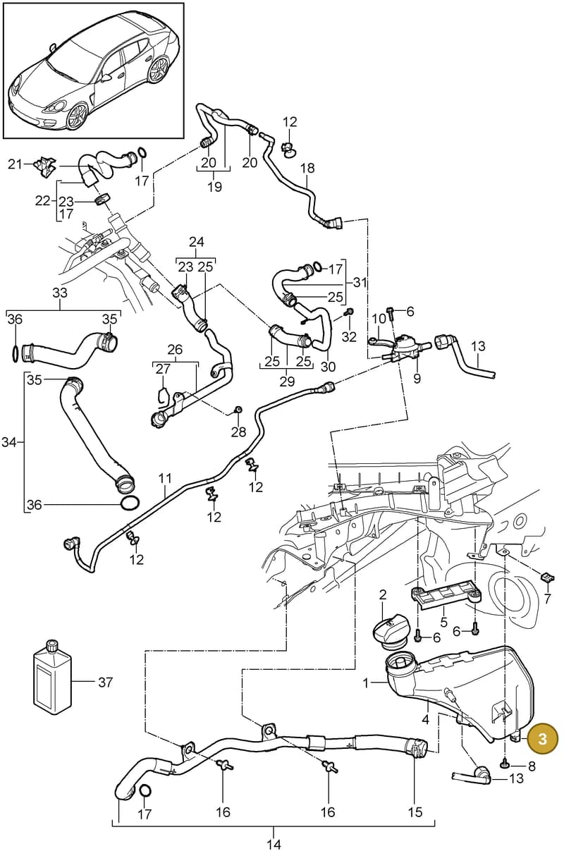 97060650300 — Porsche Panamera (2009-2016) diagram p35105040, position 3