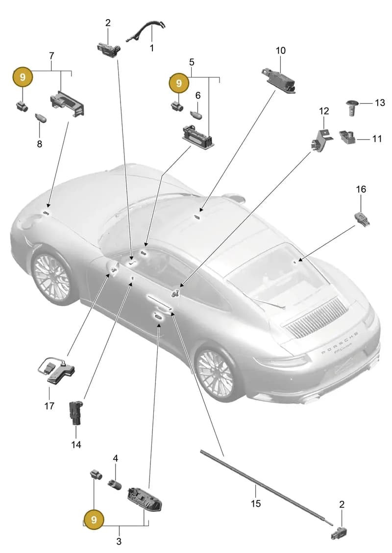 97063218700 — Porsche 911 (2016-2019) diagram p47903004, position 9