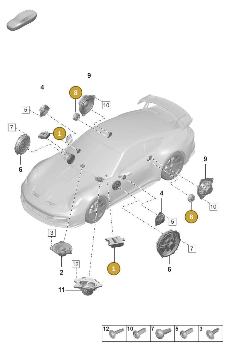 971035411A — Porsche 911 (2021-2022) diagram p59911050, position 1+8