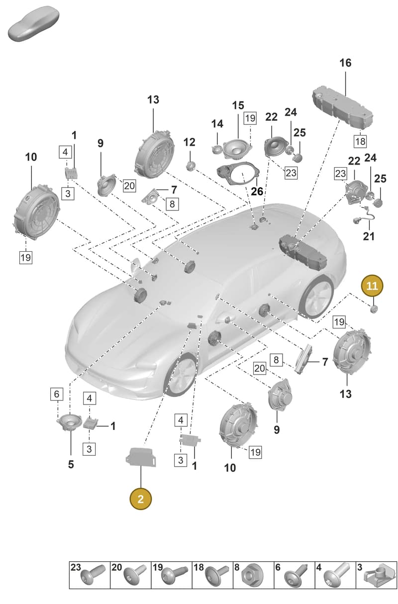 971035411C — Porsche Taycan Sport Turismo (2019-2024) diagram p56911050, position 2+11