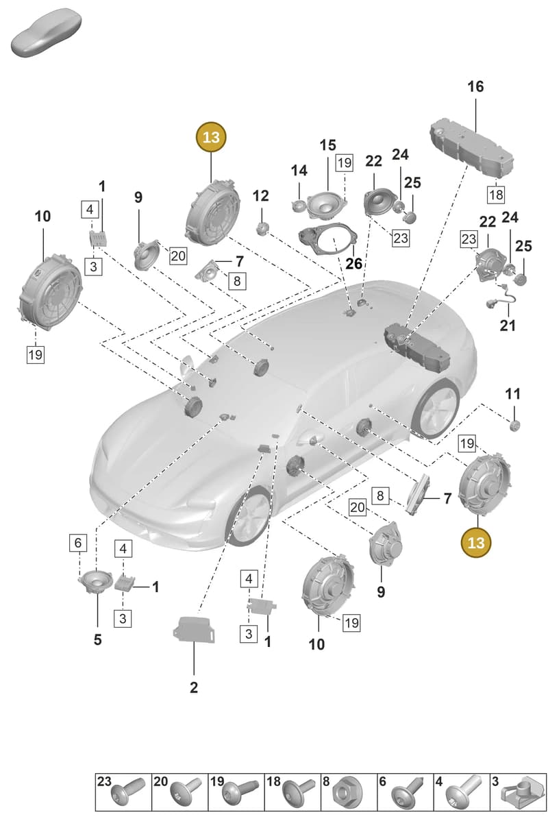971035453D — Porsche Taycan Sport Turismo (2019-2024) diagram p56911050, position 13