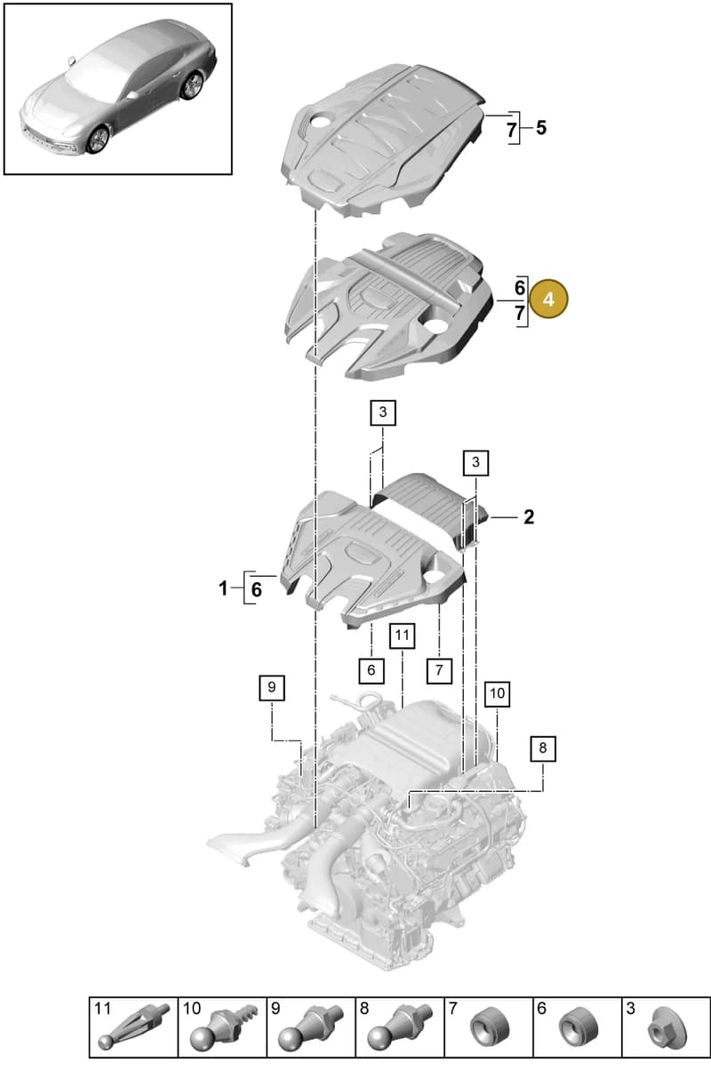 971103925L — Porsche Panamera (2016-2020) diagram p49103040, position 4