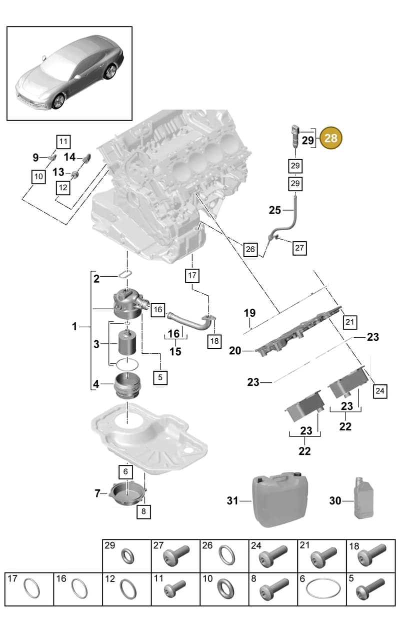 971115418 — Porsche Panamera (2016-2020) diagram p49104010, position 28