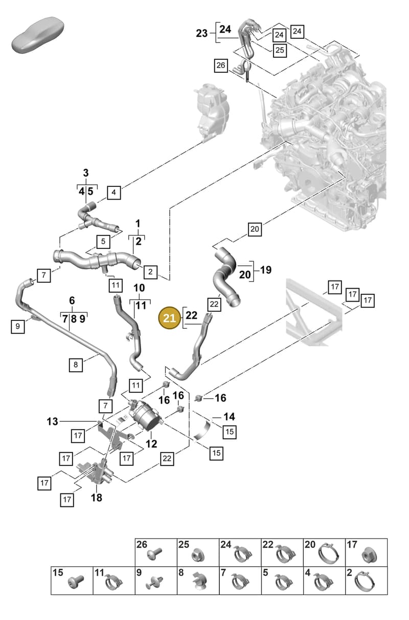 971121086E — Porsche Panamera (2020-2023) diagram p58105360, position 21
